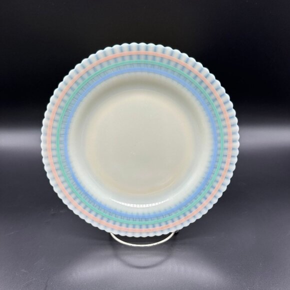 Macbeth-Evans Other - Vintage Plate Macbeth Evans Petalware Pastel Rings Opalescent Cremax Glass 9 In